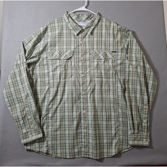 Columbia Silver Ridge Shirt  Men's XXL Plaid Long Sleeve Green Vented Hiking - Picture 1 of 8